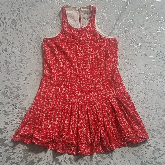 Sea New York Anchor Print Drop Waist Dress Sz6 - Picture 3 of 8